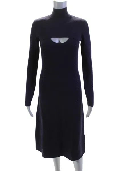 Ferragamo Womens Long Sleeves Sweater Dress Purple