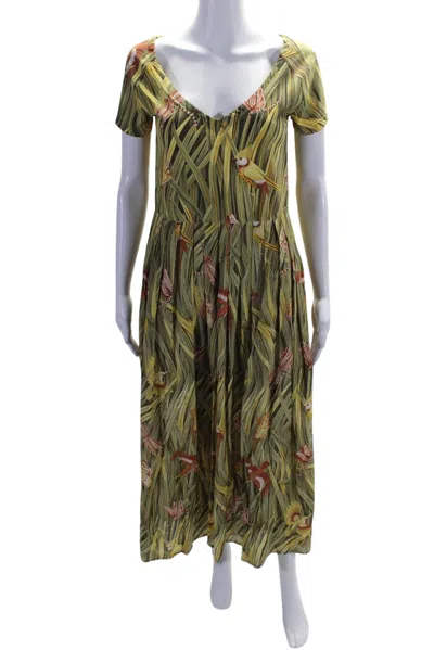 Ferragamo Womens Silk V Neck A Line Maxi Dress Multi Colored In Burgundy