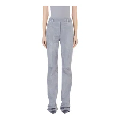 Ferragamo Womens Suede Straight-leg Tailored Trousers In Gray
