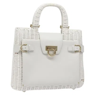 Pre-owned Ferragamo Wood Handbag () In White