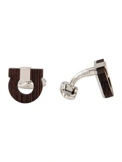 Pre-owned Ferragamo Wooden Cufflinks In Multi