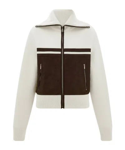 Ferragamo Wool And Alcantara Blouson In Neutral