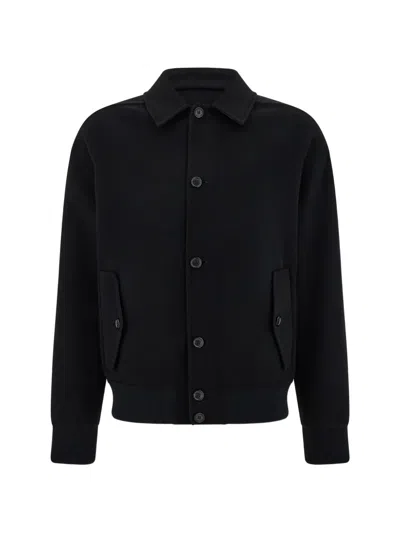 Ferragamo Blouson En Laine Cachemire Noir In Black