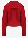 Ferragamo Red Gold Button Wool-blend Cardigan In Red