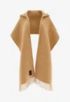 Ferragamo Wool And Cashmere Hooded Scarf In Beige