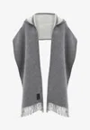 Ferragamo Wool And Cashmere Hooded Scarf In Gray