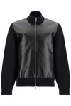 Ferragamo Luxury Wool And Leather Zip Cardigan For Men In Black