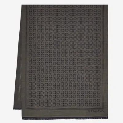 Ferragamo Wool And Silk Foulard In Black