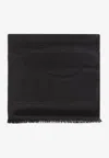 Ferragamo Wool And Silk Jacquard Scarf In Black