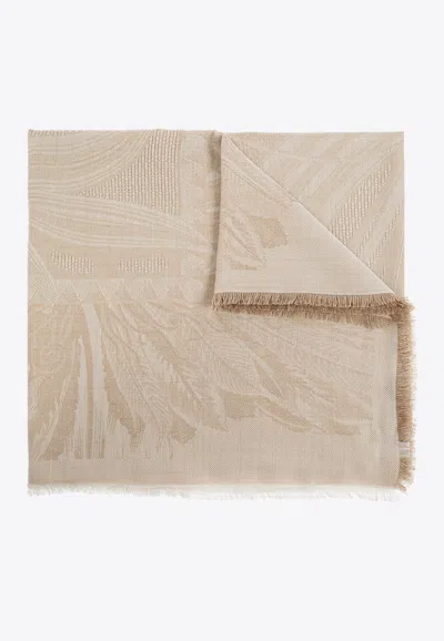 Ferragamo Wool And Silk Square Scarf In White