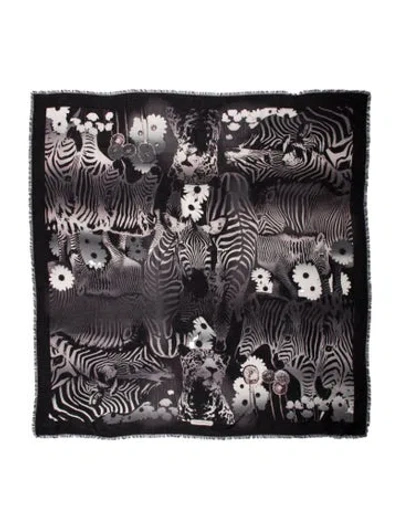 Pre-owned Ferragamo Wool Animal Print Scarf In Black