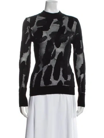 Pre-owned Ferragamo Wool Animal Print Sweater W/ Tags In Black