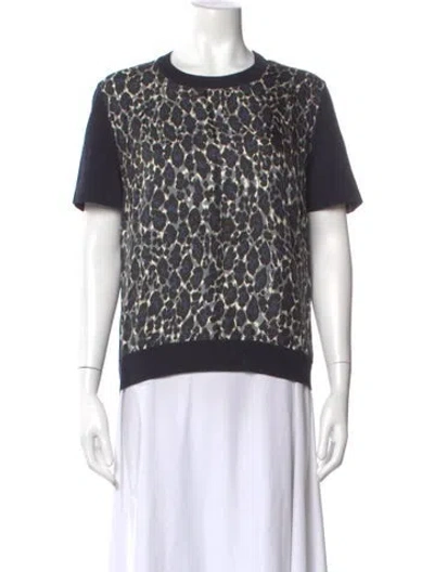 Pre-owned Ferragamo Wool Animal Print Top In Blue