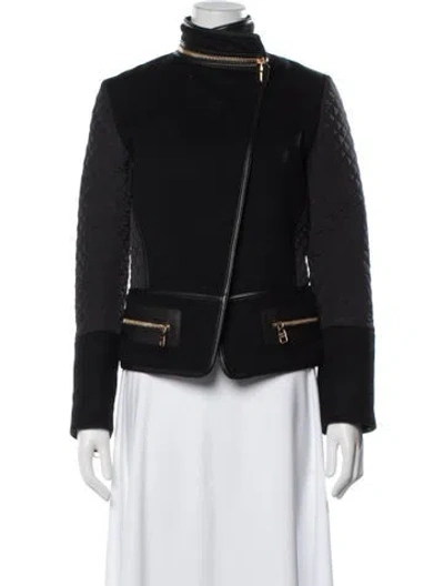 Pre-owned Ferragamo Wool Biker Jacket In Black