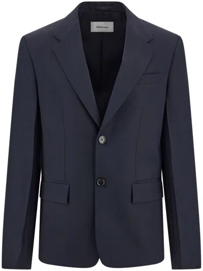 Ferragamo Wool Blazer In Blue