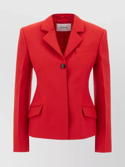 FERRAGAMO WOOL BLAZER WITH CHEST POCKET AND STRUCTURED SHOULDERS