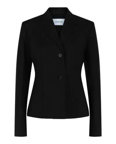 Ferragamo Wool Blend Blazer In Black