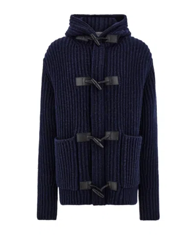 Ferragamo Wool Blend Duffle Coat In Blue