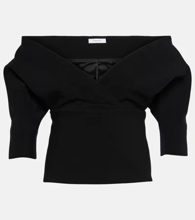 Ferragamo Wool-blend V-neck Top In Black