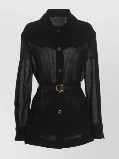 FERRAGAMO WOOL BLEND JACKET WITH BACK CHAIN DETAIL
