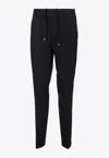 Ferragamo Wool-blend Slim Track Pants In Black