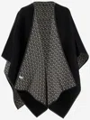 Ferragamo Wool Cape With Hooks Pattern In Red