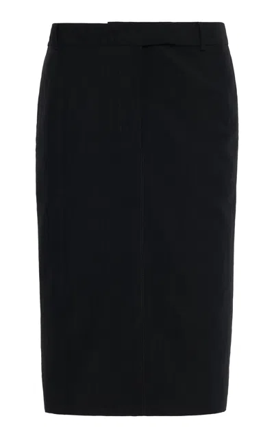 Ferragamo Wool-cashmere Midi Skirt In Blue