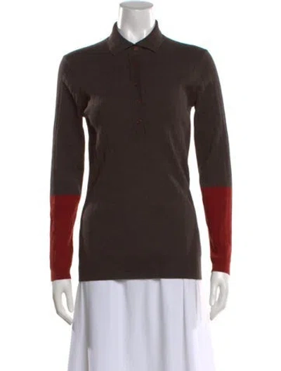 Pre-owned Ferragamo Wool Colorblock Pattern Sweater In Brown