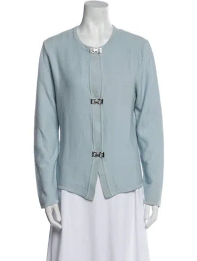 Pre-owned Ferragamo Wool Crew Neck Sweater In Blue