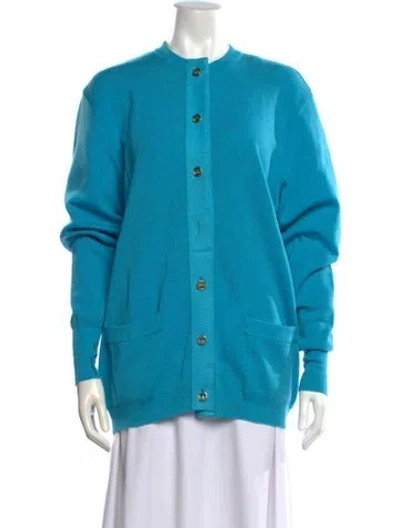 Pre-owned Ferragamo Wool Crew Neck Sweater In Blue