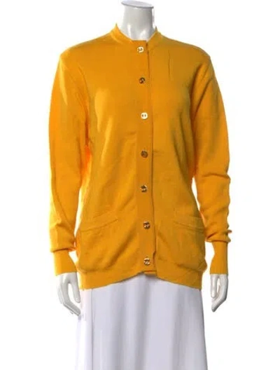 Pre-owned Ferragamo Wool Crew Neck Sweater In Yellow