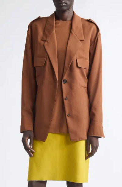 Ferragamo Wool Deconstructed Trench Blazer In Brown