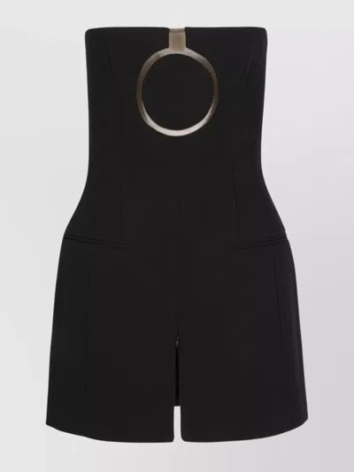 FERRAGAMO WOOL DRESS WITH STRAPLESS DESIGN AND TULLE INSERT