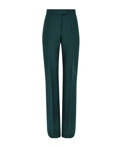 Ferragamo Wool Faille Trouser In Green