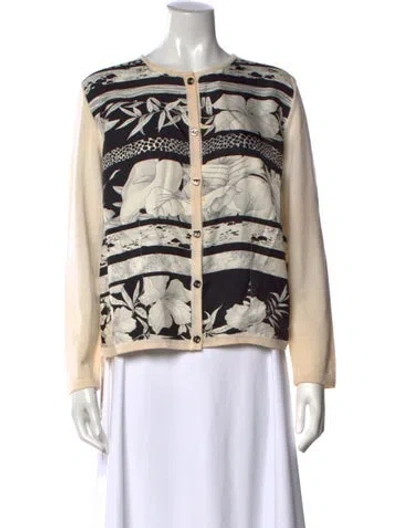 Pre-owned Ferragamo Wool Floral Print Sweater In Neutral
