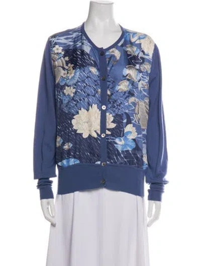 Pre-owned Ferragamo Wool Floral Print Sweater In Purple
