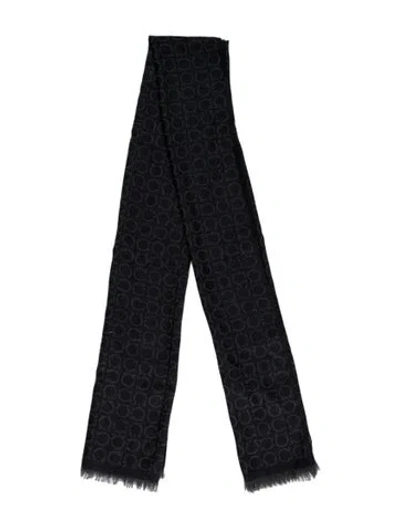 Pre-owned Ferragamo Wool Gancini Logo Scarf In Gray