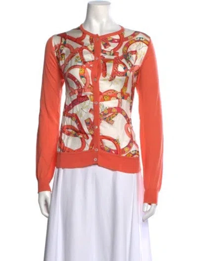 Pre-owned Ferragamo Wool Graphic Print Sweater In Orange