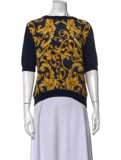 Pre-owned Ferragamo Wool Graphic Print Top In Black