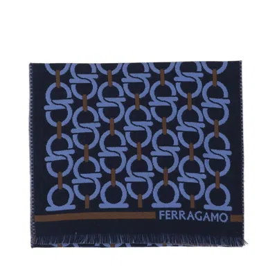 Ferragamo Wool Hook Pattern Fringed Scarf In Multi
