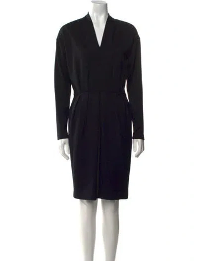 Pre-owned Ferragamo Wool Knee-length Dress In Black