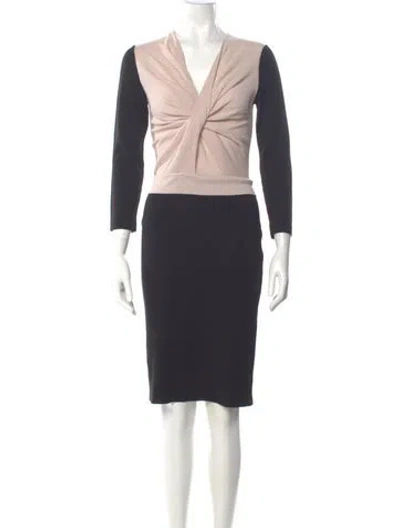 Pre-owned Ferragamo Wool Knee-length Dress In Black