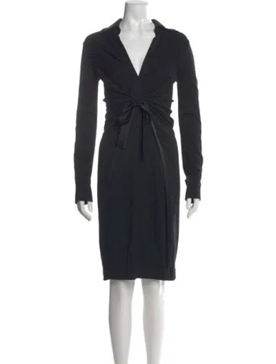 Pre-owned Ferragamo Wool Knee-length Dress In Black