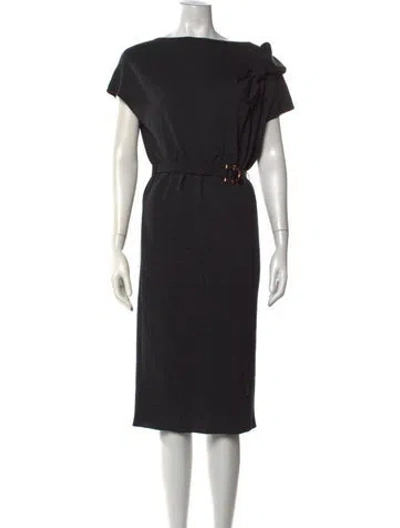 Pre-owned Ferragamo Wool Knee-length Dress In Black