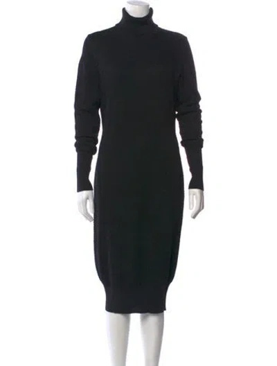 Pre-owned Ferragamo Wool Knee-length Dress In Black
