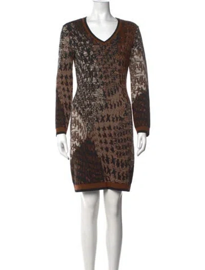 Pre-owned Ferragamo Wool Knee-length Dress In Black/brown