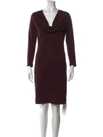 Pre-owned Ferragamo Wool Knee-length Dress In Burgundy