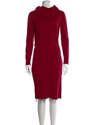 Pre-owned Ferragamo Wool Knee-length Dress In Burgundy