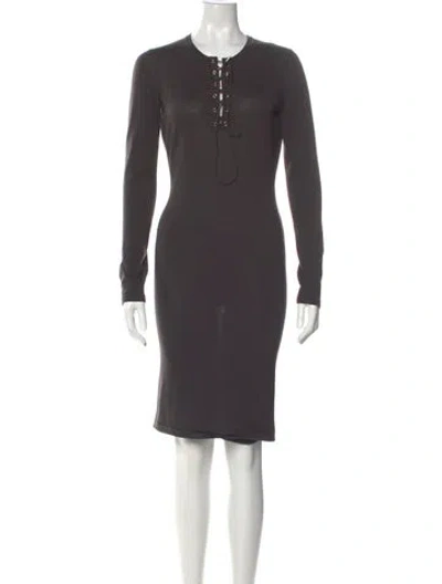 Pre-owned Ferragamo Wool Knee-length Dress In Gray