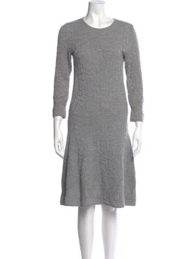 Pre-owned Ferragamo Wool Knee-length Dress In Gray